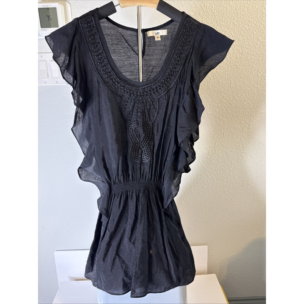 Ya Los Angeles Women's Tunic Dress Embroidered Black Size M